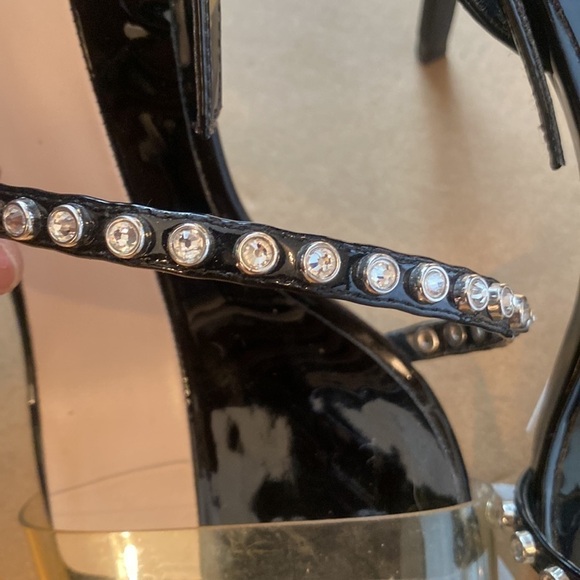 Zara  Woman vinyl and rhinestone sandal heels size 8/39 us.pvc and black - Picture 9 of 10